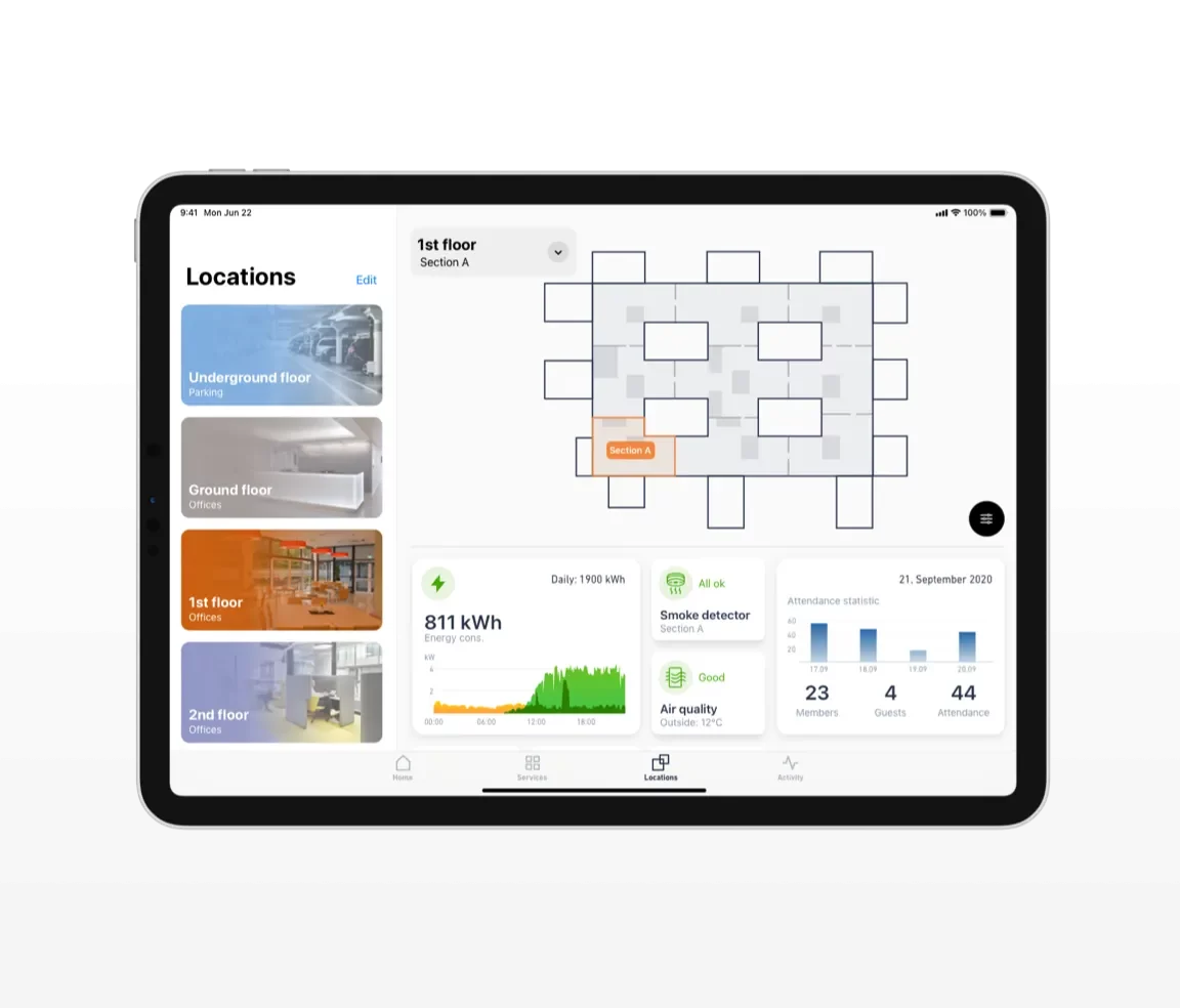 Visualisierung und Management der Gebäudedaten in der Smart Building App